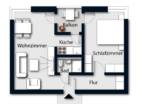 Wohnungsgrundriss - Helle 2-Zimmer-Wohnung mit Loggia und Tiefgaragenstellplatz in bester Wohnlage von Hürth-Efferen